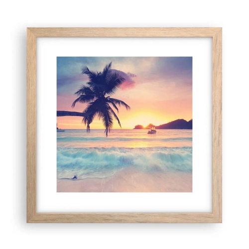 Poster in einem Rahmen aus heller Eiche - Ein Abend in der Bucht - 30x30 cm