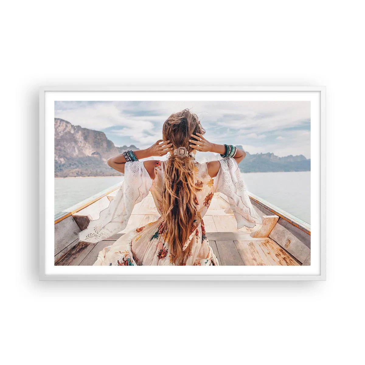 Poster in einem weißen Rahmen - Auf dem Weg zum Glück - 91x61 cm