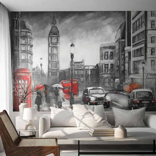 Fototapete Premium Sand - Gar keine graue Stadt - London, Stadt, Die Architektur - 200x140 cm