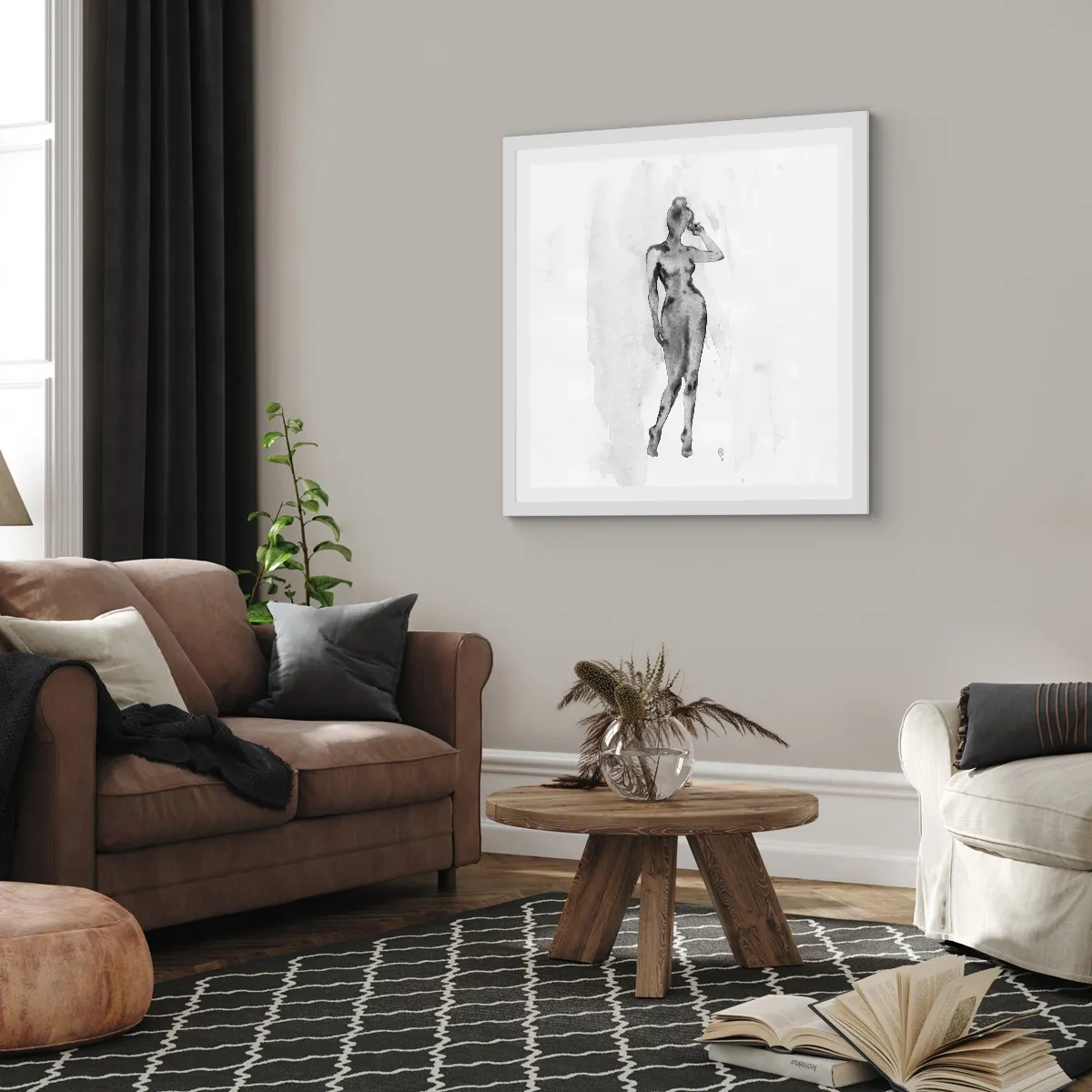 Poster in einem weißen Rahmen - Eine Studie über das Ideal der Weiblichkeit - 60x60 cm