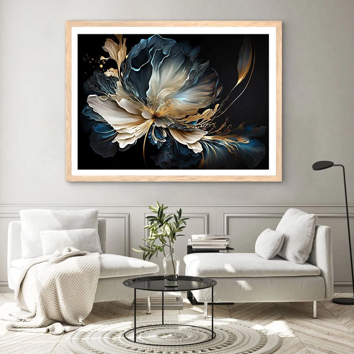 Poster in einem Rahmen aus heller Eiche - Märchenhafte Farnblume - 100x70 cm