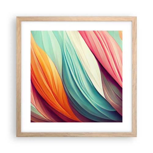 Poster in einem Rahmen aus heller Eiche - Regenbogengewebe - 40x40 cm