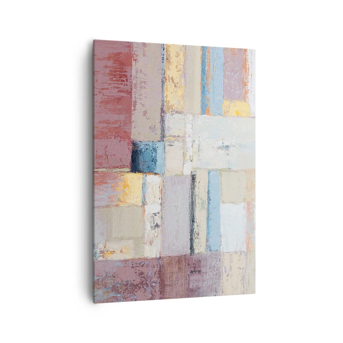 Bild auf Leinwand - Leinwandbild - Geometrische Komposition in Pastellfarben - 70x100cm - Ruhe der Geometrie - Moderne Wanddekoration für Wohnzimmer und Schlafzimmer ARTTOR