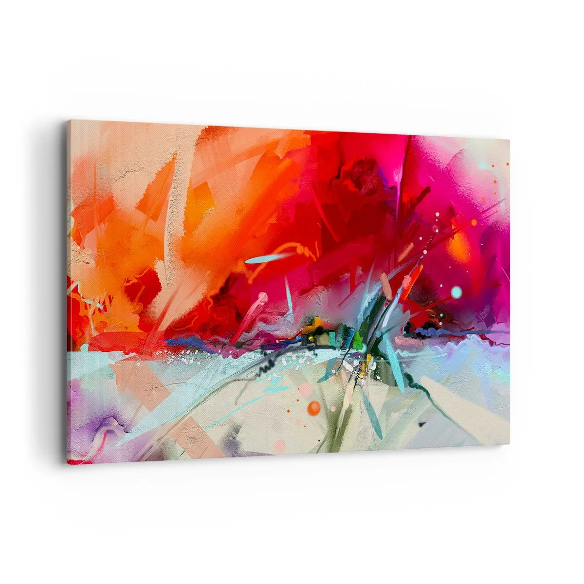 Bild auf Leinwand - Leinwandbild - Abstrakte Landschaft in intensiven Farben - 100x70cm - Eine Explosion von Lichtern und Farben - Moderne Wanddekoration für Wohnzimmer und Schlafzimmer ARTTOR