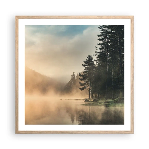 Poster in einem Rahmen aus heller Eiche - Die Geburt des Tages - 60x60 cm