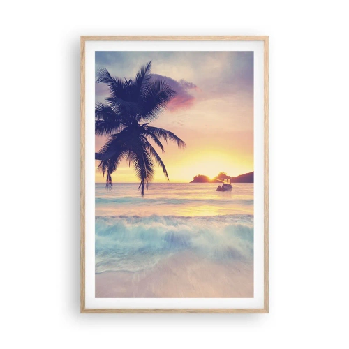Poster in einem Rahmen aus heller Eiche - Ein Abend in der Bucht - 61x91 cm