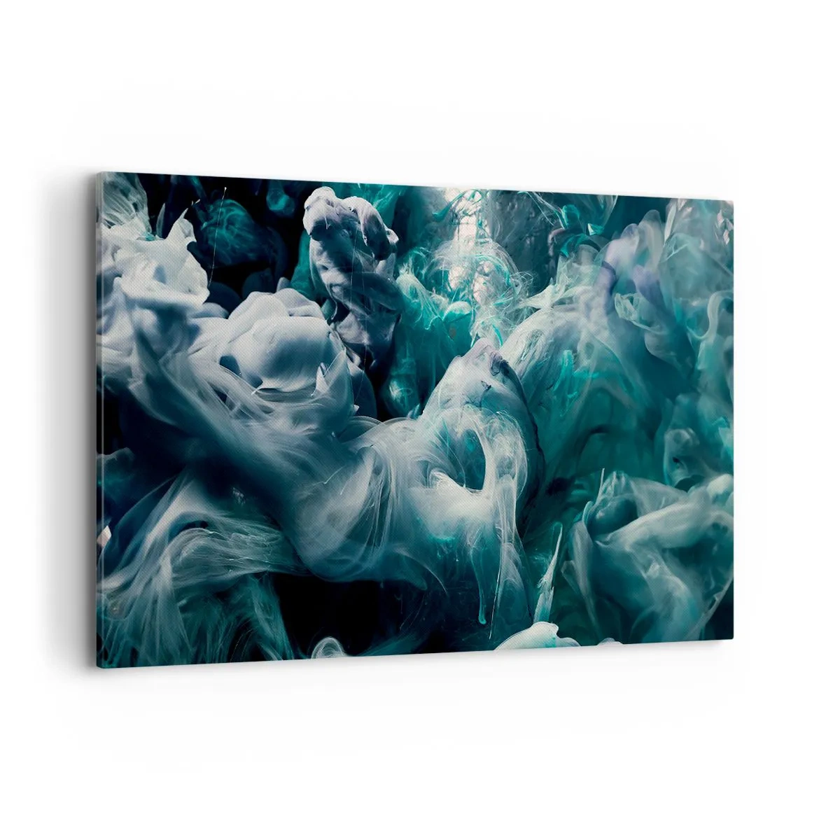 Bild auf Leinwand - Leinwandbild - Dynamische abstrakte Wellen in Blau- und Weißtönen - 120x80cm - Farbbewegung - Moderne Wanddekoration für Wohnzimmer und Schlafzimmer ARTTOR