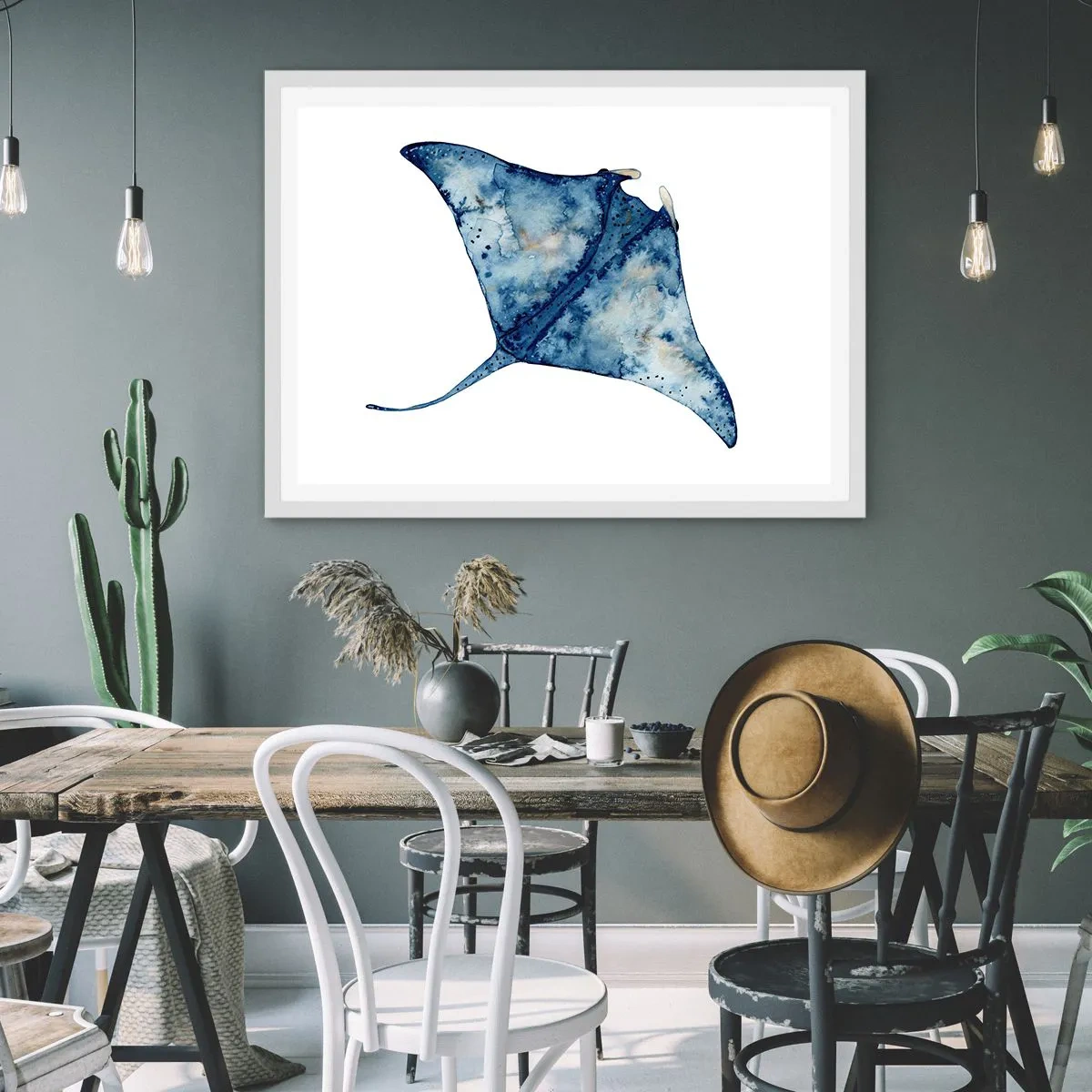 Poster in einem weißen Rahmen - Leben im Blau - 40x30 cm