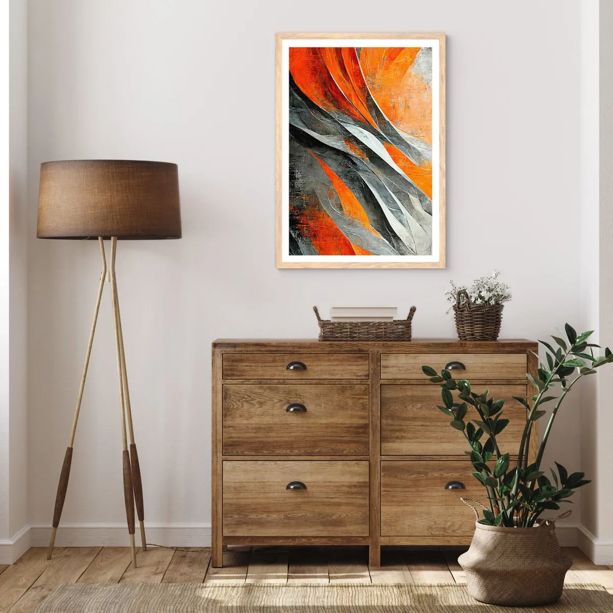 Poster in einem Rahmen aus heller Eiche - Hitze und Kälte - 70x100 cm