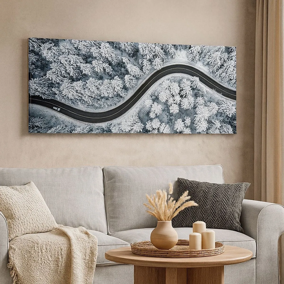Bild auf Leinwand - Leinwandbild - Durch den Winterwald - 100x40 cm