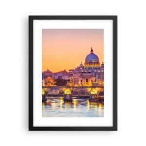 Poster in einem schwarzem Rahmen - Sonnenuntergang über der ewigen Stadt - 30x40 cm