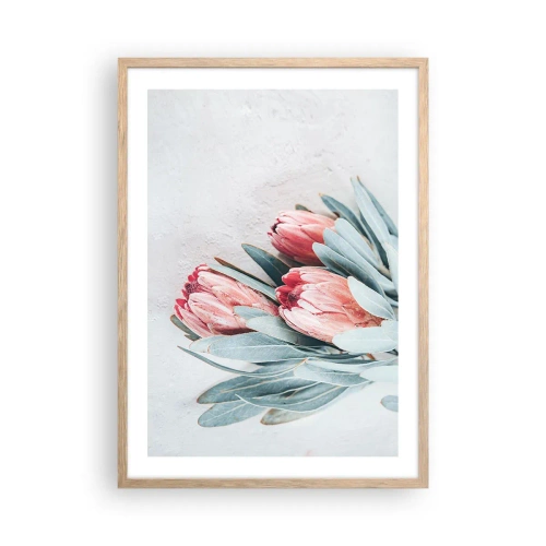 Poster in einem Rahmen aus heller Eiche - Schämen sich für ihre eigene Schönheit - 50x70 cm