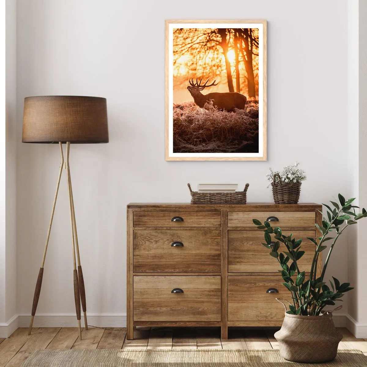 Poster in einem Rahmen aus heller Eiche - Der Traum eines Jägers - 30x40 cm