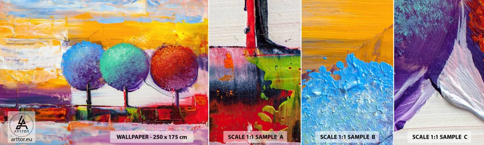 Fototapeten Muster Selbstklebend Deluxe Sticker - Aller guten Dinge sind drei - Landschaft, Bäume, Stück - 100x30 cm