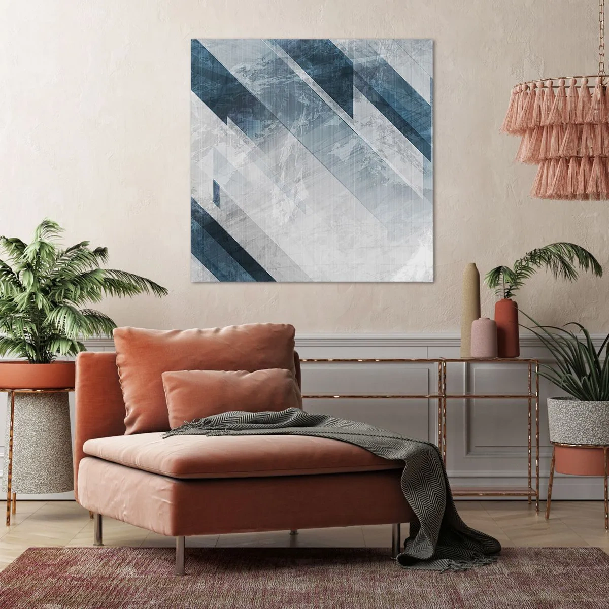 Bild auf Leinwand - Leinwandbild - Räumliche Komposition - graue Bewegung - 60x60 cm