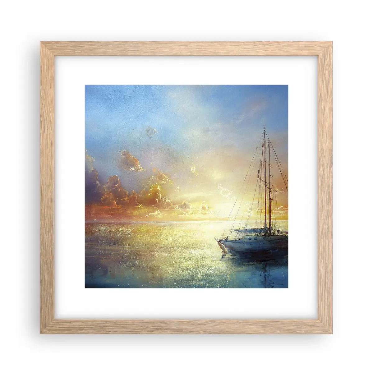 Poster in einem Rahmen aus heller Eiche - In einer goldenen Bucht - 30x30 cm