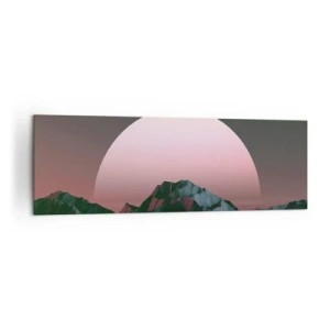 Bild auf Leinwand - Leinwandbild - Geometrische Berge mit der untergehenden Sonne im Hintergrund - 160x50cm - In einer Nachbargalaxie - Moderne Wanddekoration für Wohnzimmer und Schlafzimmer ARTTOR
