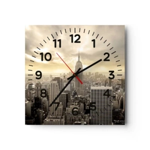 Wanduhr - Glasuhr - New York aus Grau - 30x30 cm