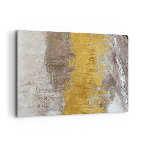 Bild auf Leinwand - Leinwandbild - Abstraktes Muster in Gold und Beige - 120x80cm - Goldene Explosion - Moderne Wanddekoration für Wohnzimmer und Schlafzimmer ARTTOR