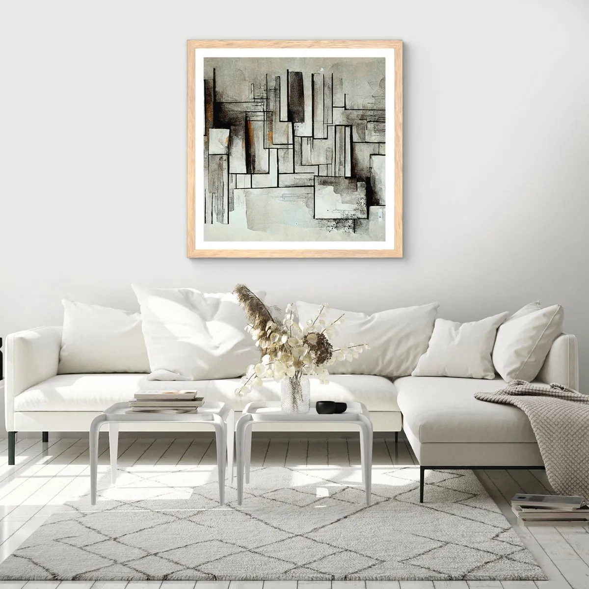 Poster in einem Rahmen aus heller Eiche - Kraft der Einfachheit - 30x30 cm