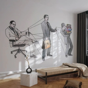 Fototapete Premium Canvas - Jeder hat seinen Meister - Abstraktion, Mann, Arbeiten - 500x350 cm