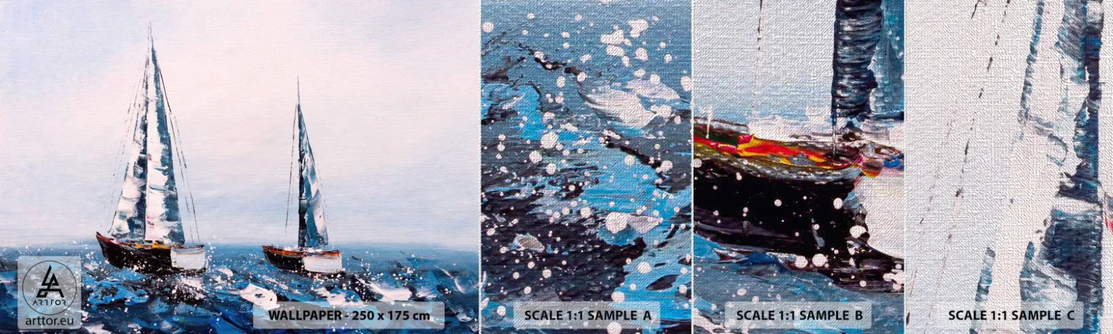 Fototapeten Muster Premium Canvas - Bruderschaft des Windes - Segelboote, Landschaft, Strand - 100x30 cm