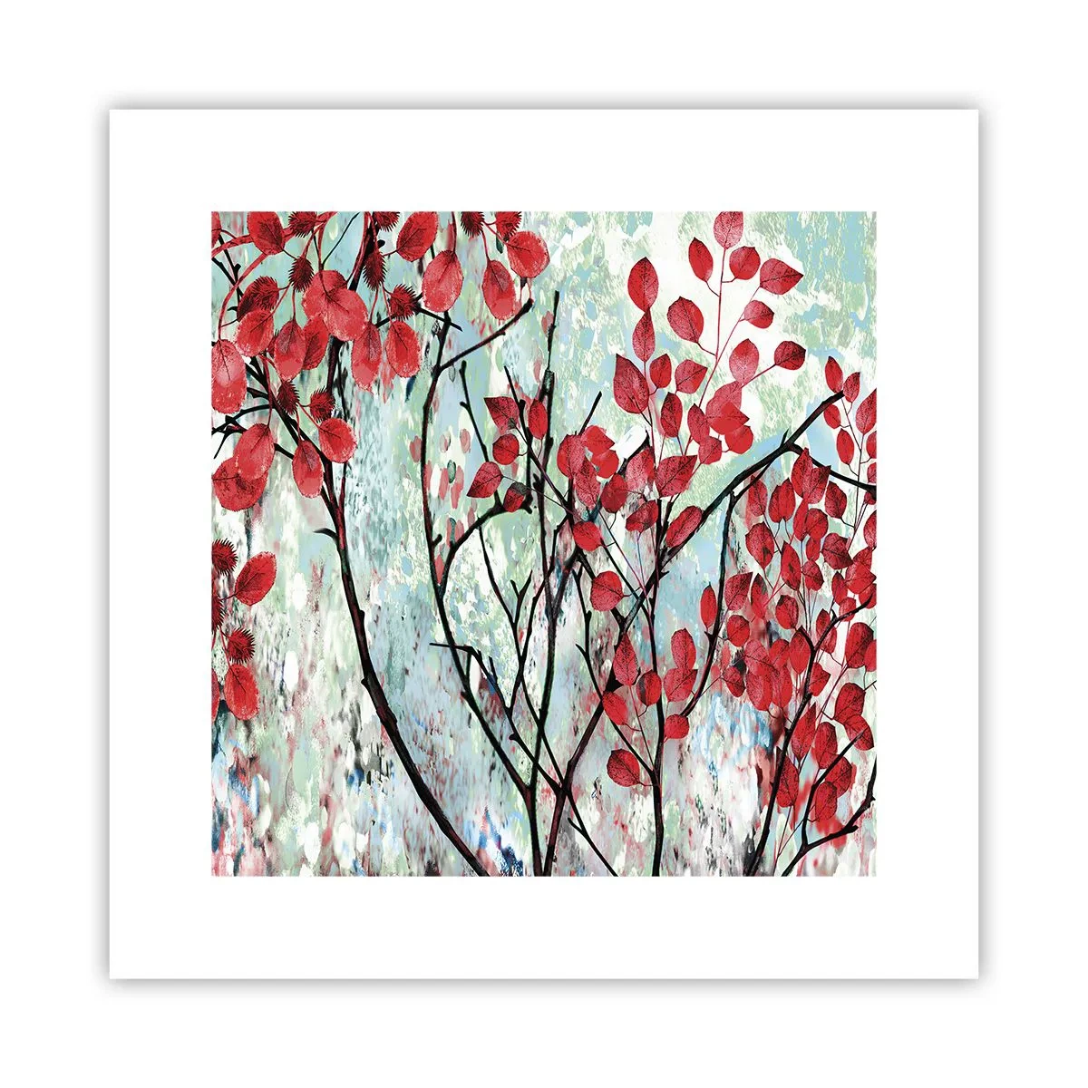 Poster - Baum in Scharlachrot - 30x30 cm