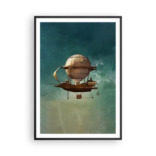 Poster in einem schwarzem Rahmen - Jules Verne sagt Hallo - 70x100 cm