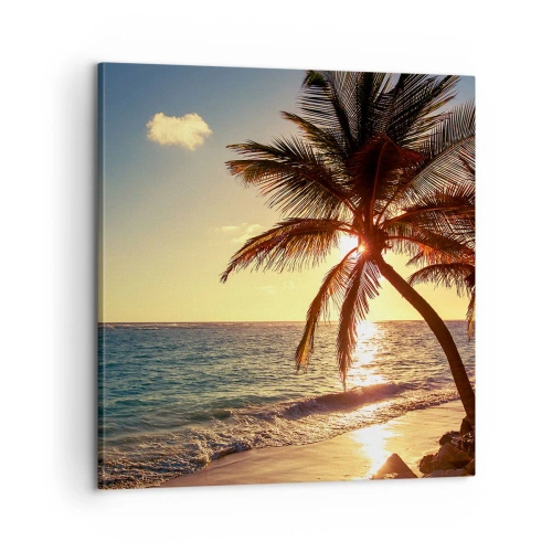Bild auf Leinwand - Leinwandbild - Sommer unter Palmen - 60x60 cm