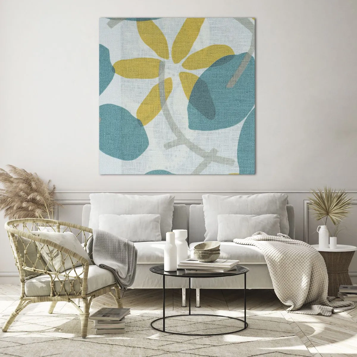 Glasbild - Bild auf glas - Unter den azurblauen Blättern - 50x50 cm