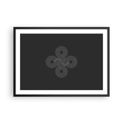 Poster in einem schwarzem Rahmen - Keltisches Muster im minimalistischen Stil auf schwarzem Hintergrund - 70x50cm - Im keltischen Geist - Moderne Wanddekoration für Wohnzimmer und Schlafzimmer ARTTOR