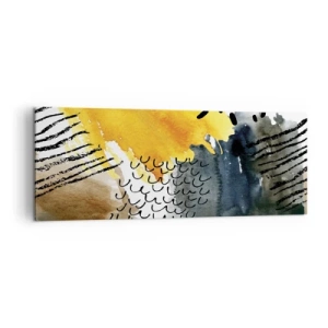 Bild auf Leinwand - Leinwandbild - Eine abstrakte Komposition mit gelben Akzenten und grafischen Mustern. - 140x50cm - Ein Treffen der Elemente der Natur - Moderne Wanddekoration für Wohnzimmer und Schlafzimmer ARTTOR