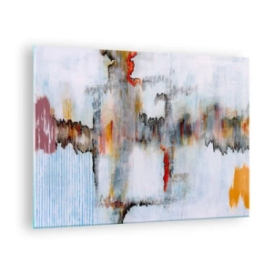 Glasbild - Bild auf glas - Abstrakte Komposition mit energetischen Farben - 70x50cm - Ein Stock auf dem Wasser - Moderne Wanddekoration für Wohnzimmer und Schlafzimmer ARTTOR