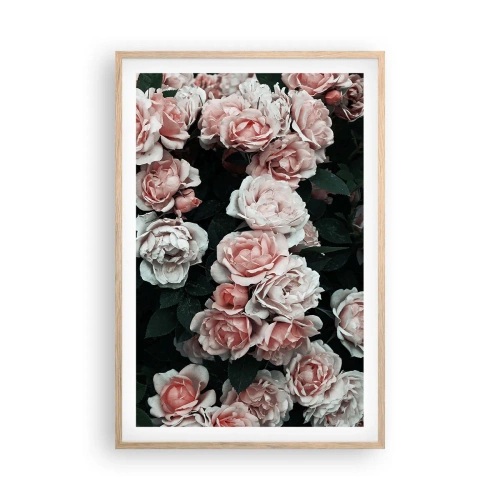 Poster in einem Rahmen aus heller Eiche - Rosen-Ensemble - 61x91 cm