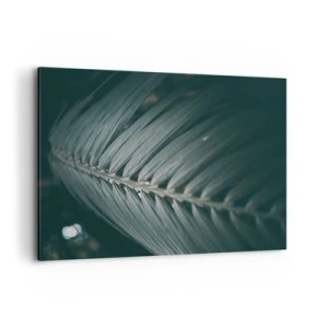 Bild auf Leinwand - Leinwandbild - Nahaufnahme eines dunkel getönten Palmblattdetails - 120x80cm - Die Präzision der Natur - Moderne Wanddekoration für Wohnzimmer und Schlafzimmer ARTTOR