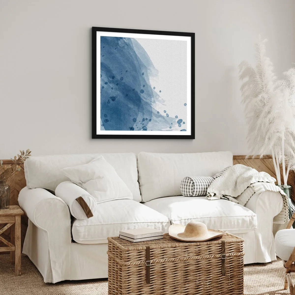 Poster in einem schwarzem Rahmen - Blauer Tüll - 50x50 cm