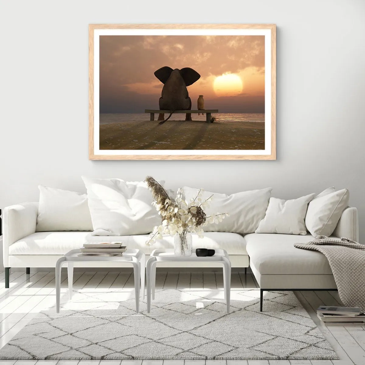 Poster in einem Rahmen aus heller Eiche - Es tut gut zusammen zu schweigen - 70x50 cm