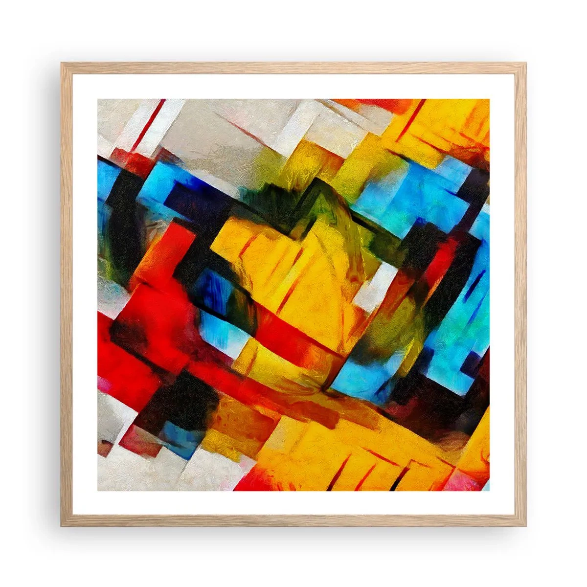 Poster in einem Rahmen aus heller Eiche - Ein bunter Interleaver - 60x60 cm