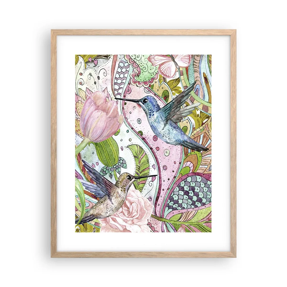 Poster in einem Rahmen aus heller Eiche - Verstrickt in Weinreben - 40x50 cm