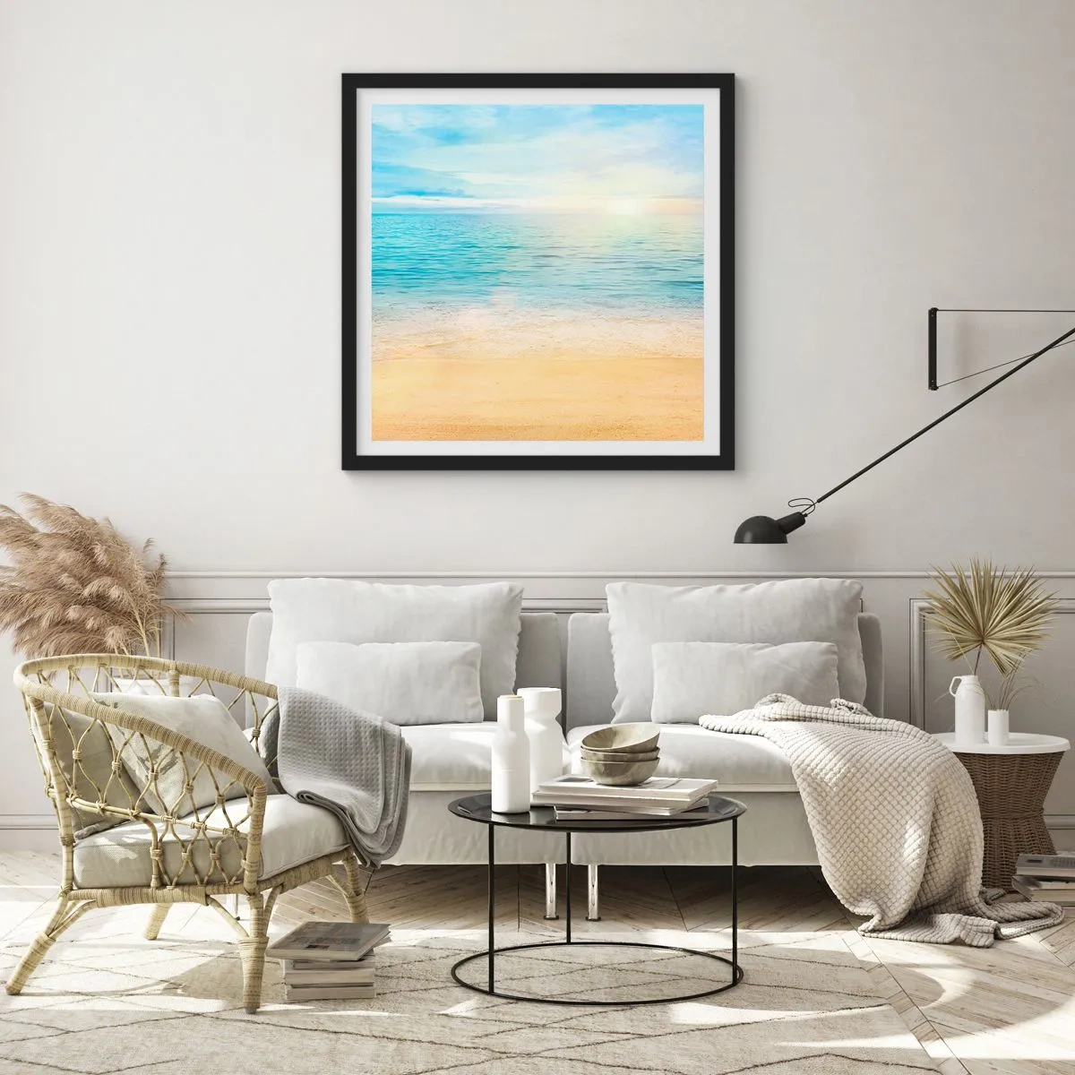 Poster in einem schwarzem Rahmen - Großes Blau - 60x60 cm