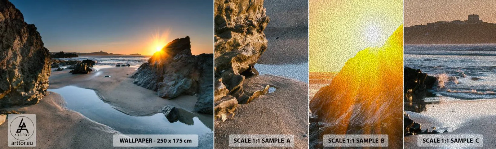 Fototapeten Muster Premium Sand - Unberührt von menschlicher Hand - Landschaft, Strand, Küste Cornwalls - 100x30 cm