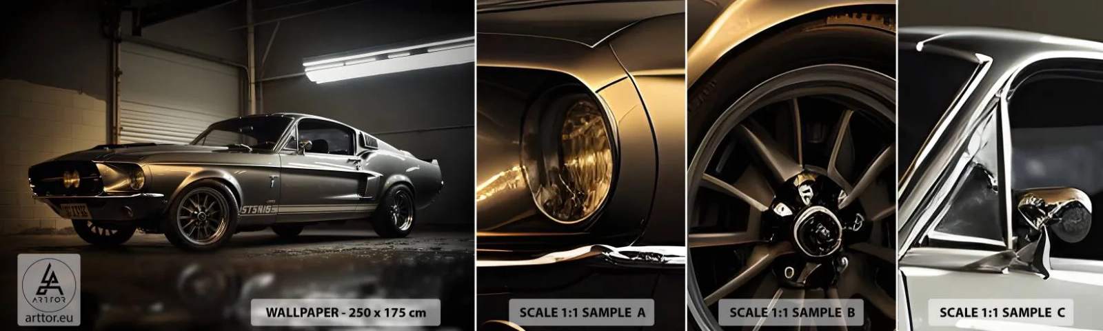 Fototapetenmuster Standard Eco - Zurück in die Vergangenheit - Sportwagen, Retro, Klassisch - 100x30 cm