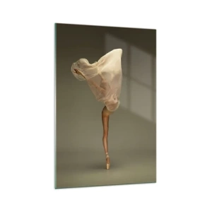 Glasbild - Bild auf glas - Eine Tänzerin schwebt mit Stoff in der Luft - 70x100cm - Es wird bald auffliegen - Moderne Wanddekoration für Wohnzimmer und Schlafzimmer ARTTOR