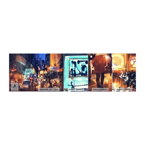 Fototapetenmuster Standard Eco - Und die Stadt ist wach - Stadt, Menschen, Die Architektur - 100x30 cm