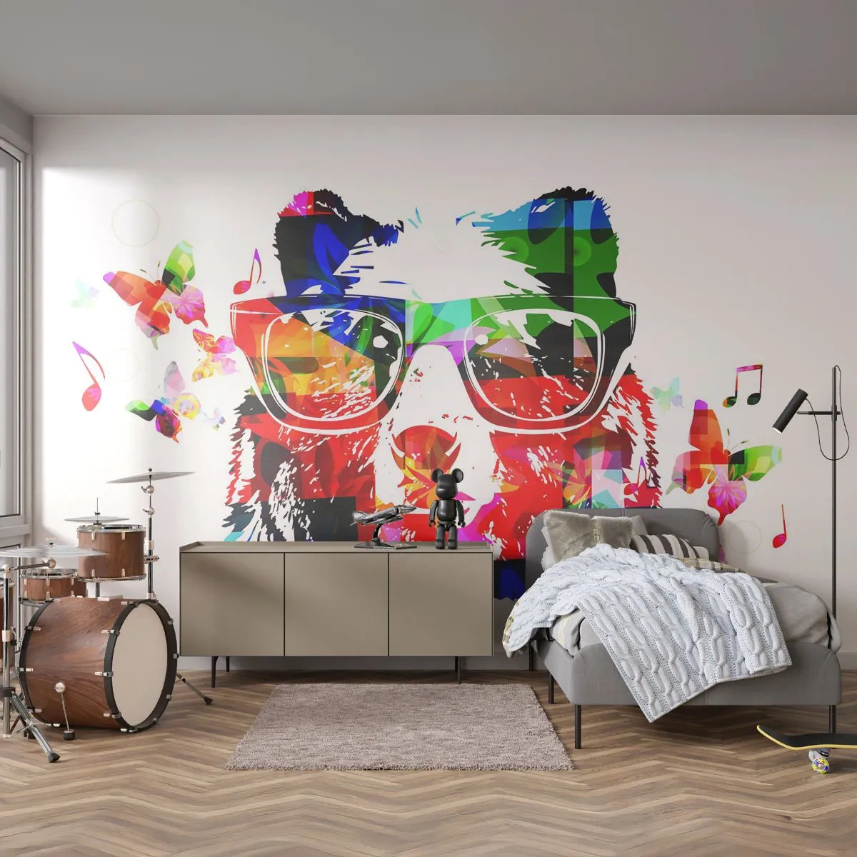Selbstklebende Fototapete Deluxe Sticker - Ich mag! - Abstraktion, Tragen, Gläser - 400x280 cm