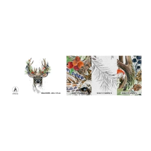 Fototapeten Muster Premium Canvas - Im festlichen Gewand - Abstraktion, Reh, Rentier - 100x30 cm