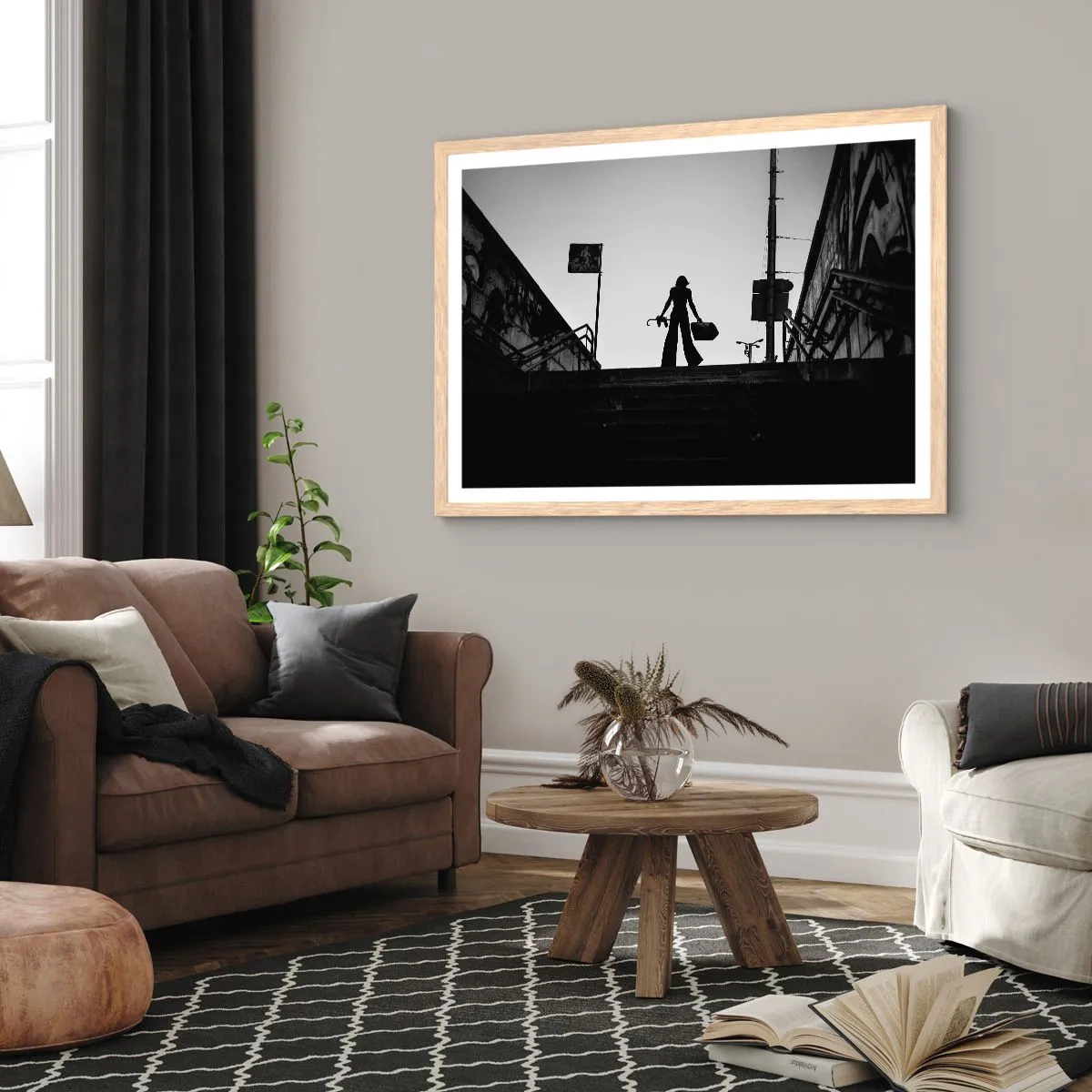Poster in einem Rahmen aus heller Eiche - Städtisches Wandern - 40x30 cm