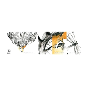 Fototapetenmuster Standard Eco - Ecken des Überflusses - Abstraktion, Reh, Grafik - 100x30 cm
