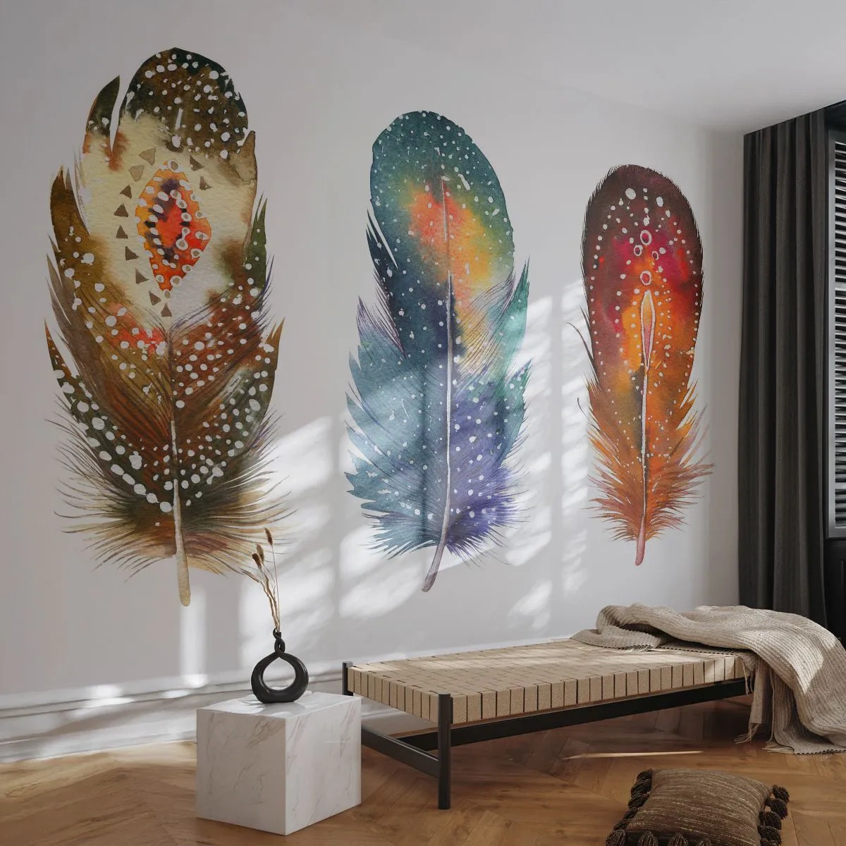 Fototapete Premium Canvas - Rituale, Zeremonien, Geheimnisse - Vogelfeder, Vogel, Abstraktion - 250x175 cm