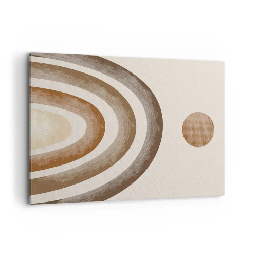 Bild auf Leinwand - Leinwandbild - Geometrisches Planetenmotiv in Brauntönen - 100x70cm - In einer weit entfernten Galaxie - Moderne Wanddekoration für Wohnzimmer und Schlafzimmer ARTTOR
